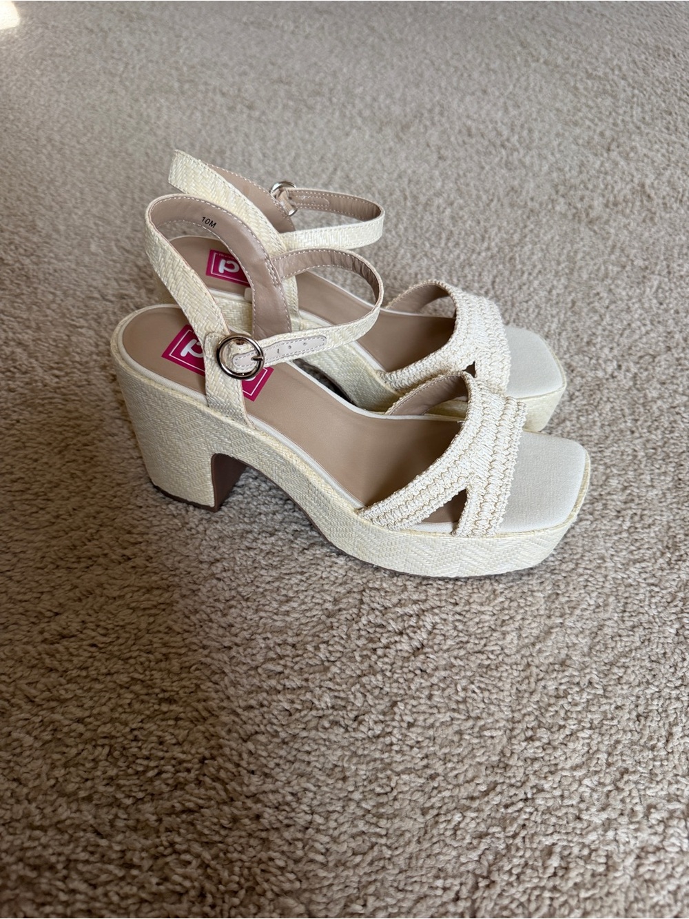 pop Cream Platform Sandals with Ankle Strap